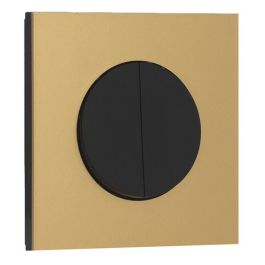 SCHNEIDER Odace Interrupteur double va et vient/bouton poussoir noir onyx et plaque simple laiton
