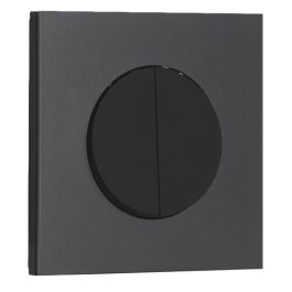 Interrupteur double va et vient/bouton poussoir SCHNEIDER Odace noir onyx et plaque simple perle noire