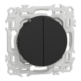 SCHNEIDER Odace Interrupteur double va et vient/bouton poussoir noir onyx - S940214