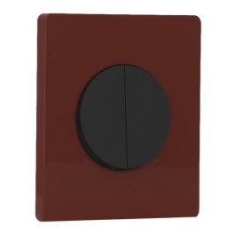 SCHNEIDER Odace Interrupteur double va et vient/bouton poussoir noir onyx et plaque simple Architecte sienne émaillé