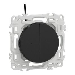 SCHNEIDER Odace Interrupteur double va et vient/bouton poussoir à voyant lumineux noir onyx - S940273