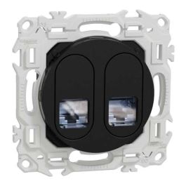 SCHNEIDER Odace Prise double RJ45 grade 2TV à 3TV catégorie 6 STP noir onyx - S940486