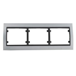 SIEMENS Delta Iris Plaque triple horizontale métal alu silver