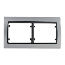 SIEMENS Delta Iris Plaque double horizontale métal alu silver