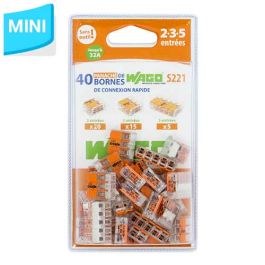 WAGO S221 40 mini bornes de connexion rapide 2, 3 et 5 entrées pour fils souples et rigides