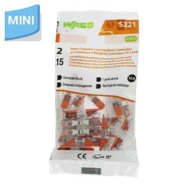 WAGO S221 15 mini bornes de connexion rapide InLine à levier pour fils souples et rigides - 221-2411