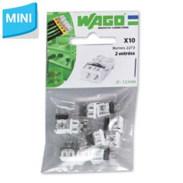 WAGO S2273 10 mini bornes de connexion rapide 2 entrées pour fils rigides - 2273-202