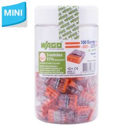 WAGO S2273 100 mini bornes de connexion rapide 3 entrées pour fils rigides - 2273-203