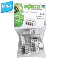 WAGO S2273 10 mini bornes de connexion rapide 8 entrées pour fils rigides - 2273-208