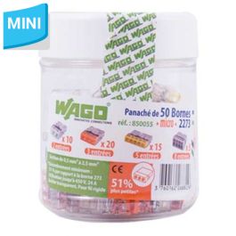 WAGO S2273 50 mini bornes de connexion rapide 2, 3, 5 et 8 entrées pour fils rigides