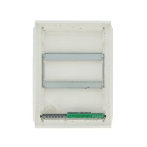 Coffret encastré LEGRAND 2 rangées 24+4 modules avec porte métal extra plate blanche - vue de dos