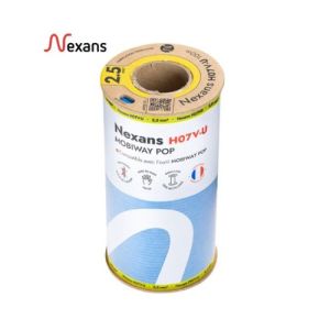 bobine de 100m de fil électrique H07VU 2,5mm² bleu Nexans Mobiway Pop