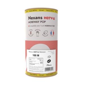 Bobine de 100m de fil électrique rigide H07VU Nexans Mobiway Pop 2,5mm² rouge