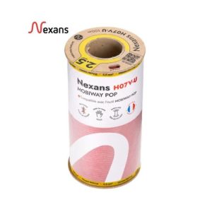 Bobine de 100m de fil électrique rigide H07VU Nexans Mobiway Pop 2,5mm² rouge