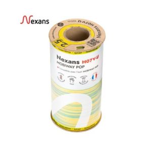 Fil électrique rigide H07VU 2.5² vert/jaune NEXANS Mobiway POP bobine de 100m