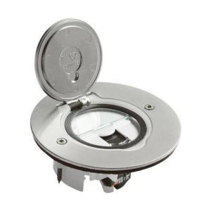 prise de sol ronde RJ45 Legrand Mosaic en inox brossé