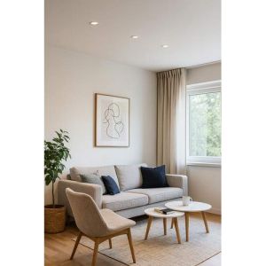 Spot LED BBC ENLITE encastrable dimmable 230V 6W 540lm CCT 85mm blanc - photo ambiance salon intérieur