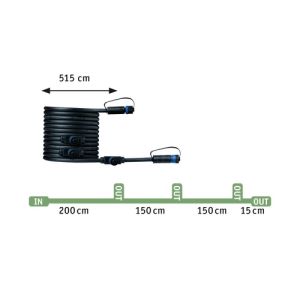 Longueur câble kit de 3 spots LED extérieurs sur piquet orientable Paulmann Plug & Shine