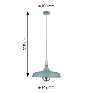 Dimensions de la suspension Neordic Juna de Paulmann coloris vert satiné