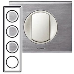 LEGRAND Céliane Plaque - Métal - 4 postes 71mm Inox brossé