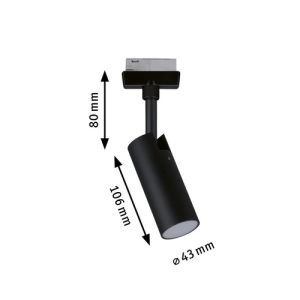 Dimensions spot sur rail LED Paulmann Urail Tubo noir