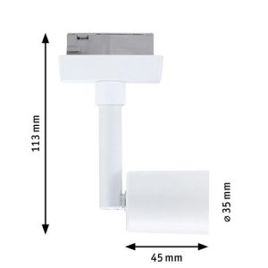 Dimensiosn spot sur rail LED Paulmann Urail blanc