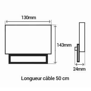 Projecteur LED Kali Arlux noir extra plat - dimensions
