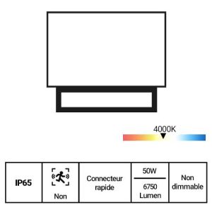 projecteur LED Arlux Kreon 50W IP65 - fiche technique