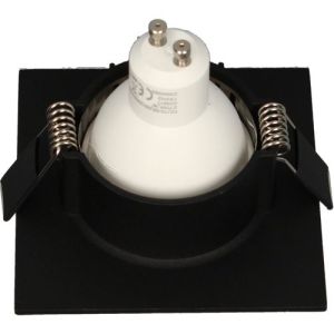 Support de spot carré fixe ARLUX 88mm avec douille GU10 automatique noir - vue de dos