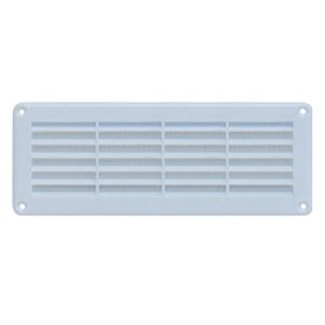 Grille d'aération blanche PVC Autogyre de 205x121mm avec moustiquaire intégrée