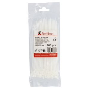 paquet de 100 colliers de serrage blanc Batilec