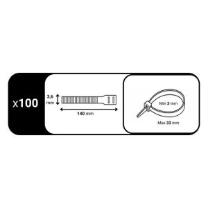 Colliers de serrage noirs Batilec 140x3,6mm