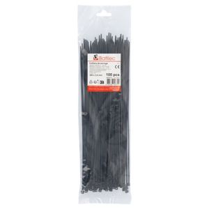 Paquet de 100 colliers de serrage noirs Batilec 300x3,6mm