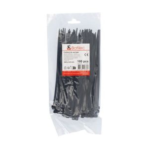 Paquet de 100 colliers de serrage noirs Batilec 200x4,8mm