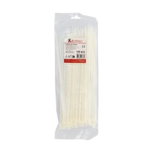 Paquet de 100 colliers de serrage blancs Batilec 300x4,8mm