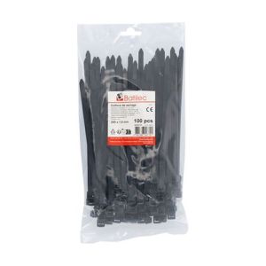 Paquet de 100 colliers de serrage noirs Batilec 200x7,6mm