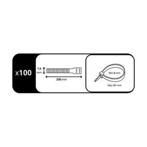 Colliers de serrage noirs Batilec 200x7,6mm