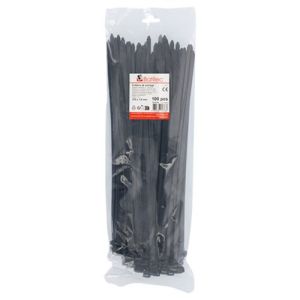 Paquet de 100 colliers de serrage noirs Batilec 370x7,6mm
