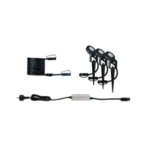 Kit de 3 spots LED extérieurs sur piquet orientable Paulmann Plug & Shine