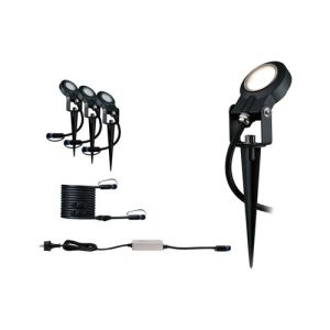Kit de 3 spots LED extérieurs sur piquet orientable Paulmann Plug & Shine