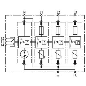 DEHN Parafoudre tétrapolaire débrochable et autoprotégé type 2 15kA 230V - schéma 1