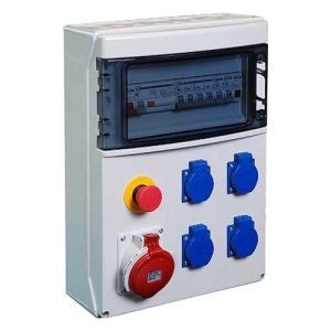 Coffret de chantier tétrapolaire IP44 4 prises 16A + 1 prise 3P+T+N 32A et arrêt d'urgence