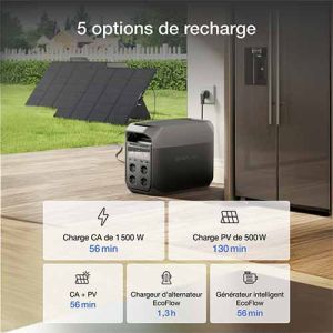Batterie solaire EcoFlow DELTA 3 PLUS avec 5 options de recharge