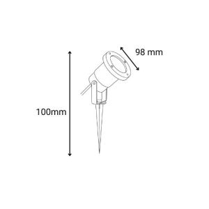 Spot extérieur sur piquet ENLITE IP65 230V GU10 noir - schéma avec dimensions
