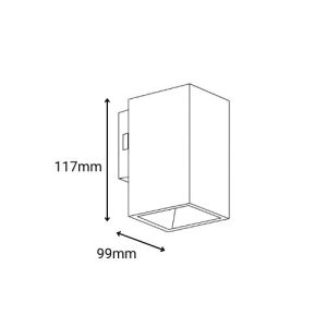 Applique extérieure ENLITE carrée LED descendante IP65 230V 5W 510lm CCT noir - schéma avec dimensions