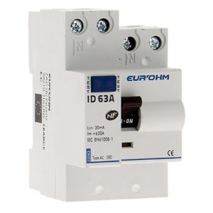 EUROHM Interrupteur différentiel type AC 63A 30mA 3 modules 230V - 23263