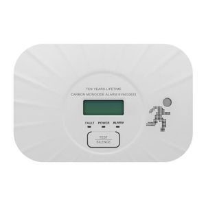 Détecteur de monoxyde de carbone avec écran LCD Evacuate - vue de face