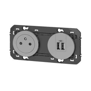 Prise 2P+T et USB Type-A Legrand Dooxie - vue de profil