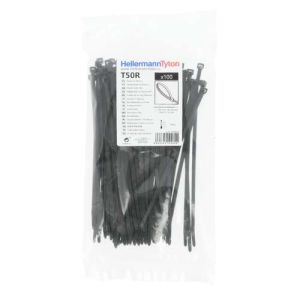 Colliers de serrage noirs 200x4,6mm Hellermanntyton - paquet de 100 pièces