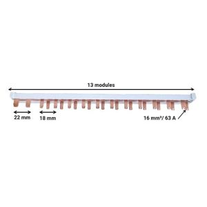 Peigne d'alimentation électrique horizontal IKEPE Phase Neutre 13 modules